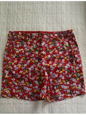 Talbots Red Floral Skirt with Multicolor Blooms